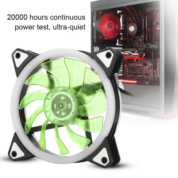 FAN-RS18 12V DC 120mm LED kabinetblæser med dobbelt blænde, multi-interface køleblæser (grøn)