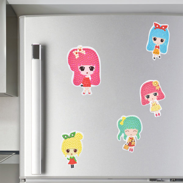 Tegneserie prinsesse børne diamant maleri gratis klistermærke 5D DIY håndlavet kreativt køleskab klistermærke maleri klistermærke