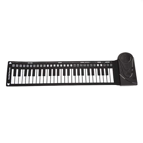 Bærbart elektronisk keyboard med 49 tangenter, håndrullende klaver til børn, børn, begyndere (sort)