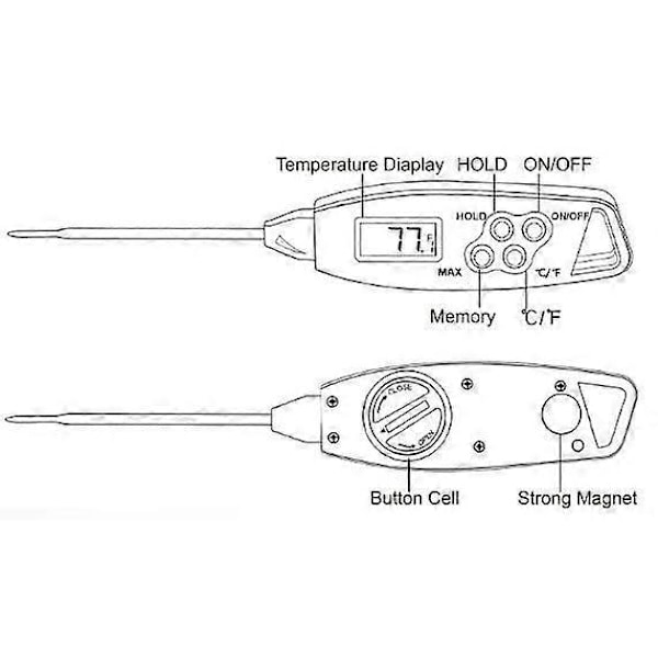 Rød BBQ Termometer Digitalt Madtermometer, Vandtæt Køkken