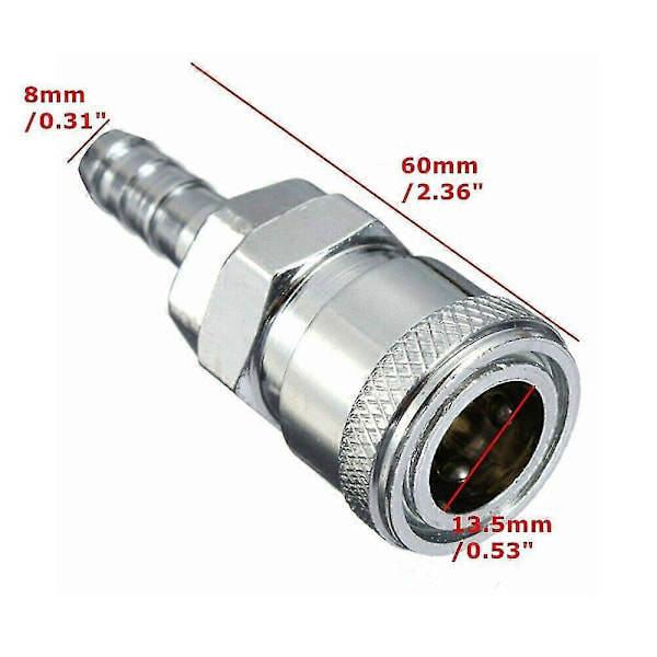 4x 8mm Gasslange Kobberdyse Hurtigkobling For Bobil