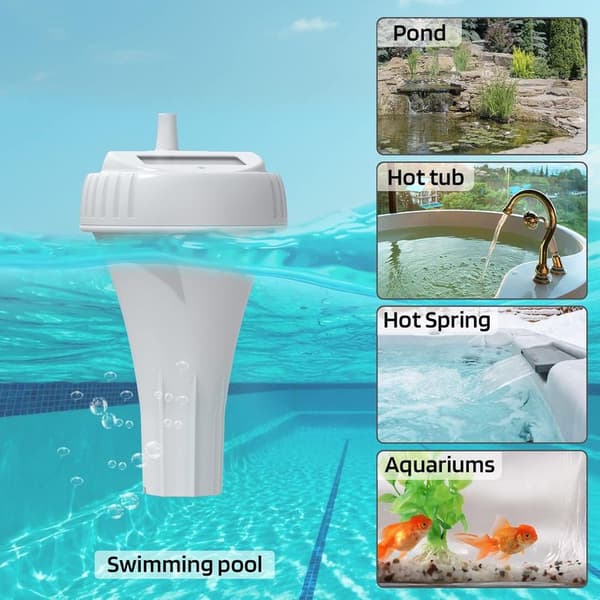 Trådløst flydende pooltermometer, indendørs/udendørs termometer til pools, spabade, boblebade og damme, hvid