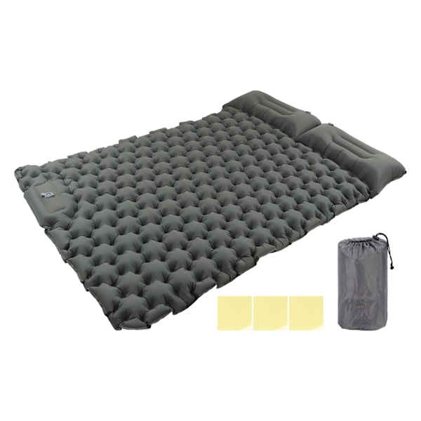 Camping Sovmässa Grå Vattentät Nylon Ergonomiskt Stöd Fotpress 60S Uppblåsbar Sovmässa för Utomhuscamping