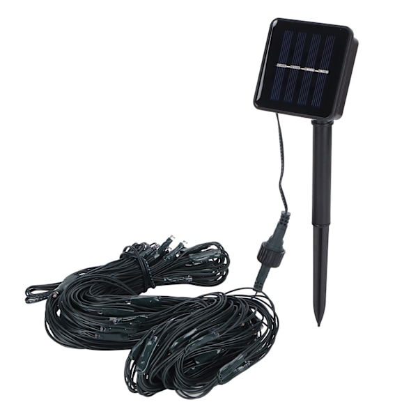 Solcells LED-nätsträngljus utomhus vattentäta dekorativa lampor för semester (1,5 m x 1,5 m) vit