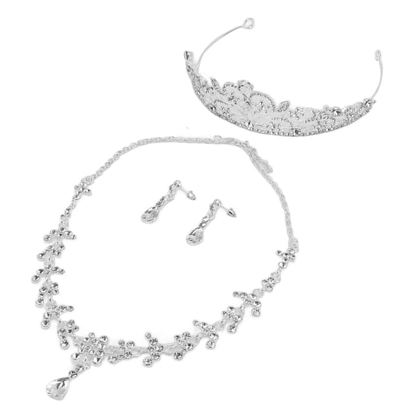 Bröllopskrona Smyckesset Strass Silverfärg Legering Allergivänligt Halsband Kronset