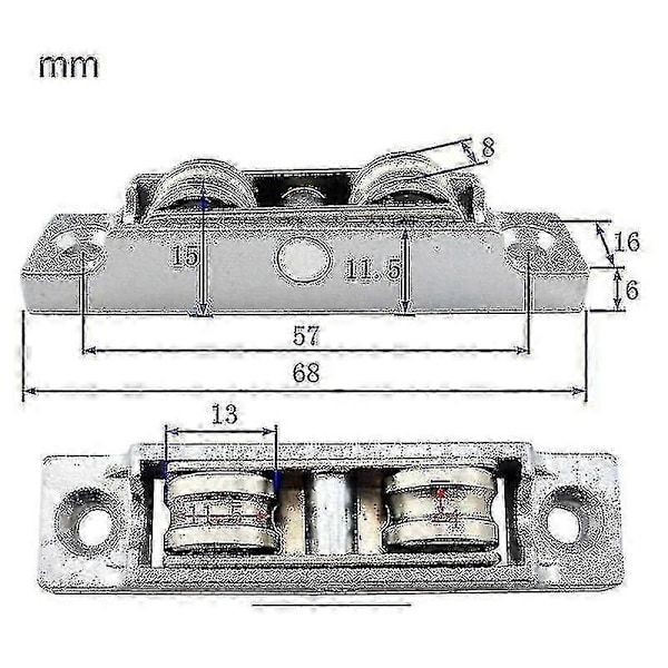 12mm metalliakselit liukuikkunoiden pyörille, kaksoispyörä
