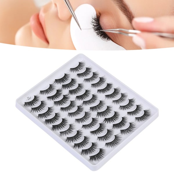 20 par falske øjenvipper tætte krøllede 3D tredimensionelle sorte falske øjenvipper til scene fest makeup