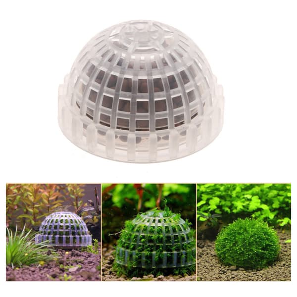 Mossbollfilter Plast Halvboll Mossahållare Akvarium Dekorativ Boll