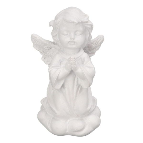 Cherub Statue Naturtro Sød Knælende Beder Holdbar Harpiks Udsøgte detaljer Haveengel til Soveværelse Kontorbibliotek