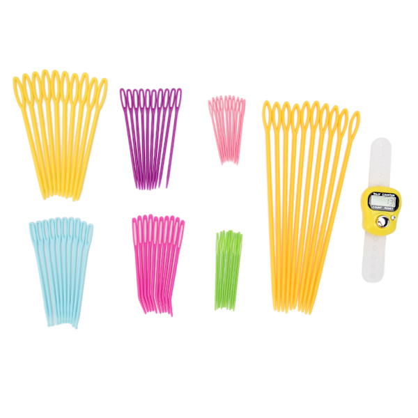 70 st stora ögonnålar set med fingerräknare Färgglad bärbar virkad radräknare för DIY Craft