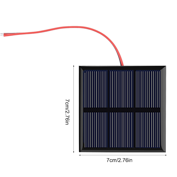 0.7W 1.5V Mini Bærbart Solpanel DIY Strømmodul Oplader til 1.2V Batteri med Ledning 70*70MM