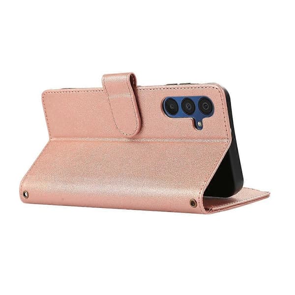 Compatible Case for Samsung Galaxy A56 5G, Multi-Slot, Zipper, Leather Case with Wrist Strap PinkGold