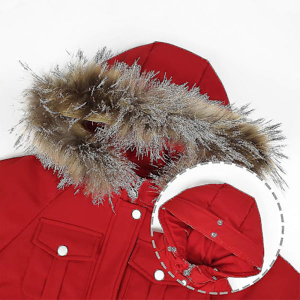 Barnens Vinter Skidräkt Set, Röd Huvad Dunjacka och Byxor, 90cm