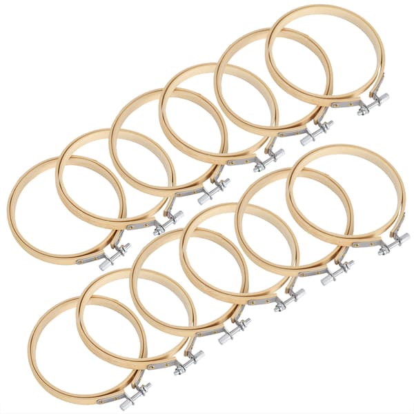 Broderibågar Cirkel Korsstygnsbåge Ring Träram Gräddfärgad DIY-verktyg