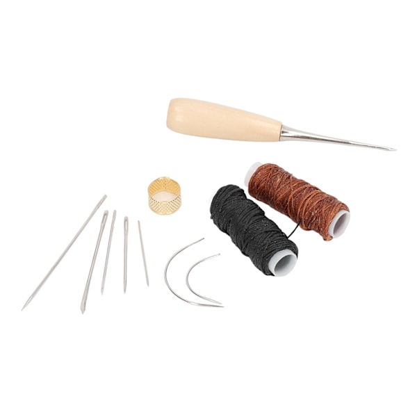 Läder sömnad verktyg kit DIY rostfritt stål bärbar läder sömnad kit med vaxad tråd för tyg presenning
