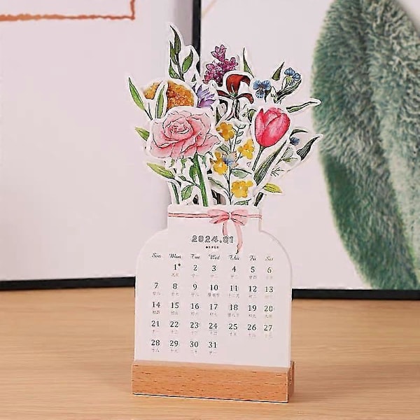 2024 Bloomy Flowers Skrivbordskalender, Kreativ Blommig Skrivbordskalender, 2024 Kalender med Blomtema, Julklappar Nyårspresenter A 1st