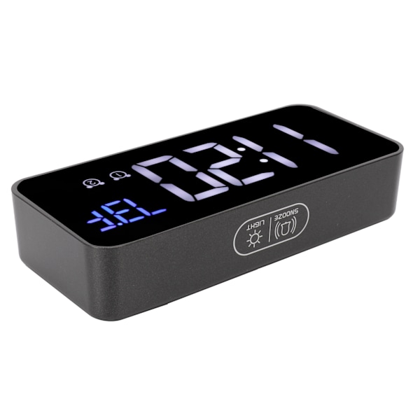 LED Digital Väckarklocka Termometer med Snooze USB Laddning Sovrum Kontor DekorationSvart