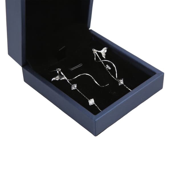 Sterling Sølv Øreringe Udsøgte Mousserende 925 Sølv Indlagt Rhinestone Elegant Stil Unikt Design Dingle Øreringe
