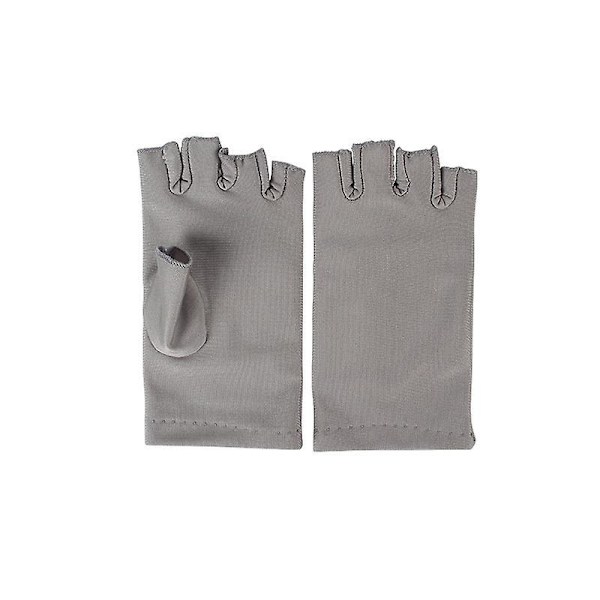 2-pack Nagel Gellack Handskar För Gel Nagellampa Handskar För Manikyr Solhandskar För Kvinnor Hem Utomhusbruk Solskydd Körhandskar, grå, 16*8cm