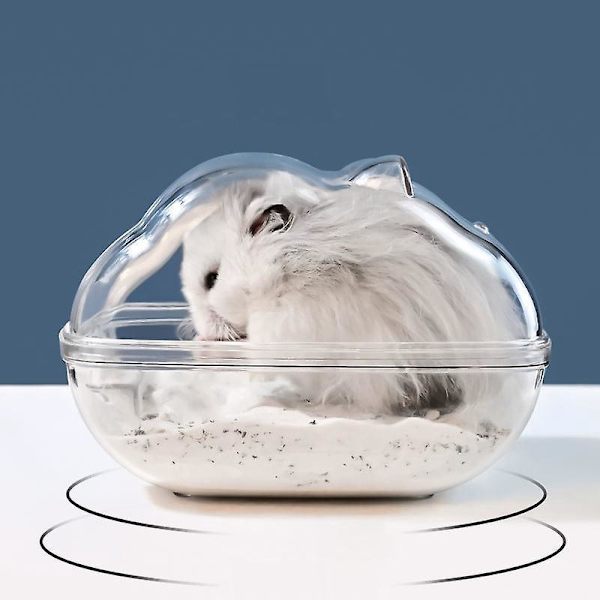 Stor Transparent Hamster Sandsbadbehållare med Skovleset för Små Dvärgdjur