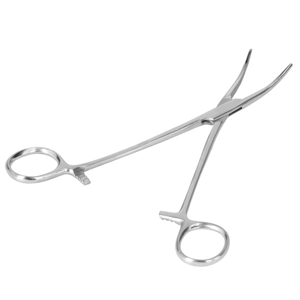 Kirurgiska hemostatiska pincetter i rostfritt stål, pincett för husdjurshår, veterinärpincett med böjd spets
