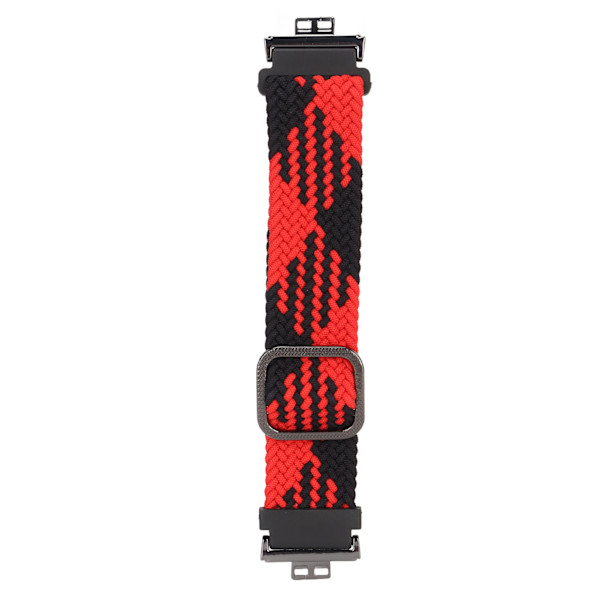 Justerbar nylon klokkestropp for Huawei Watch Fit-bånd strikking elastisk solo loop klokkestropp (rød svart)