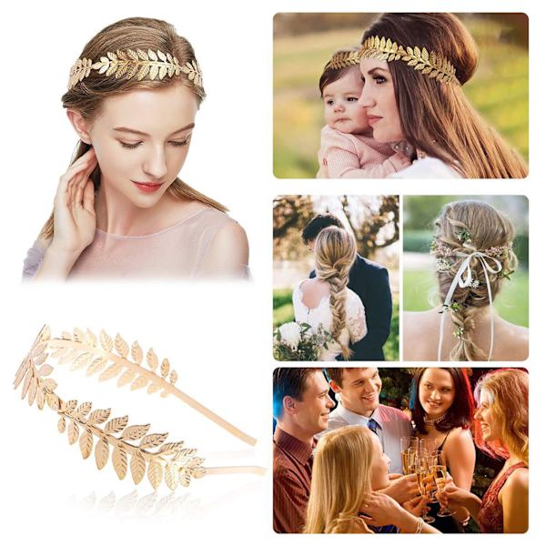 Gold Leaf Crown Pannebånd Metal Leaf Hair Crown for Wedding Prom Festival Brudepike Hårtilbehør Gull