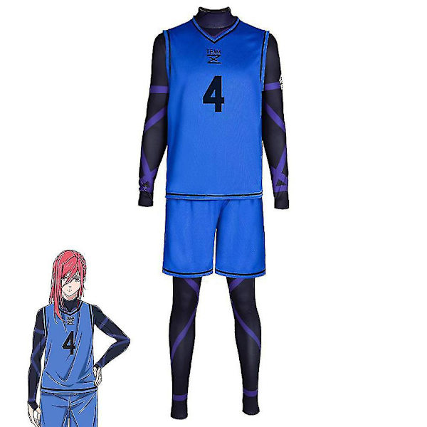 Bluelock Vankilapaita Cosplay-asu - Isagi, Yoichi, Chigiri, Bachira, Rensuke Kunigami - Jalkapalloharjoitteluasu 4 Xs