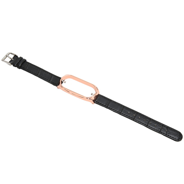 Sportsarmbånd til Mi Band 7 Blødt PU-læder, åndbar udskiftningsløkkerem til løb Vandreture Sort Gylden