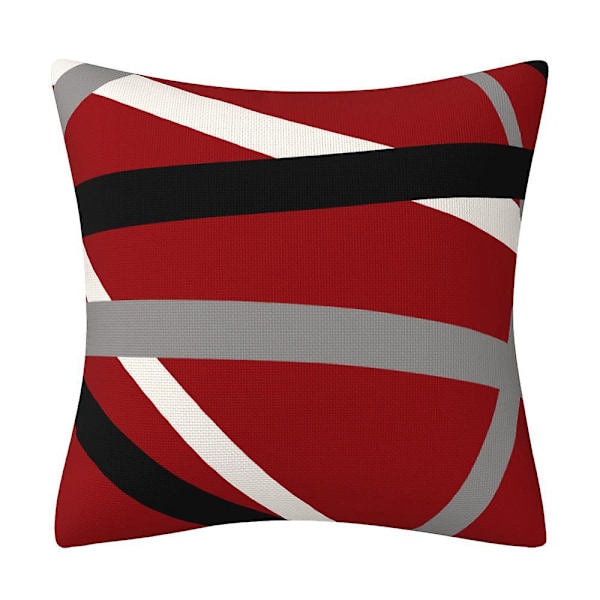 Kudde, Kuddfodral - Modern - Röd - Grå ränder - Oljig akryl - Grå - Dekorativ - Fyrkantig - 45 x 45 cm 4-pack