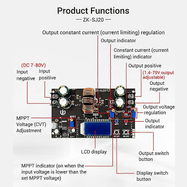 -SJ20 Automatisk Step Up Down Modul MPPT med LCD Display Modul