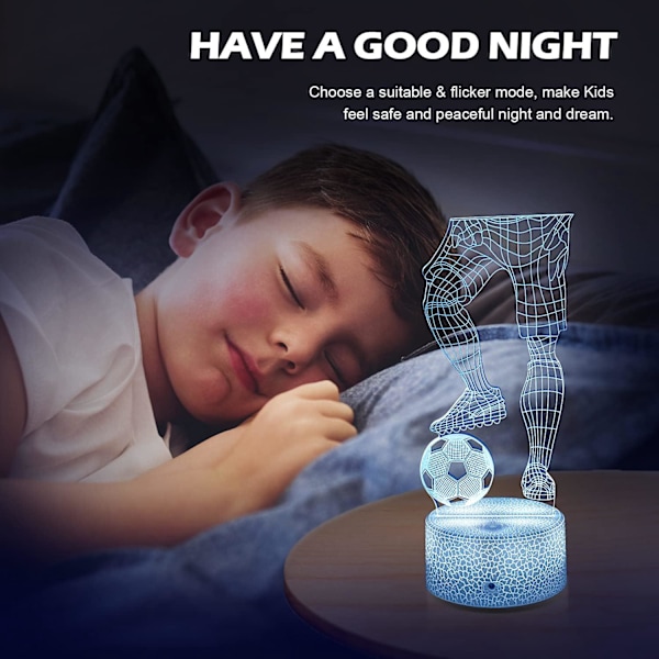 Fotball Nattlys, 3D Optisk Illusjon Nattlys LED Lampe