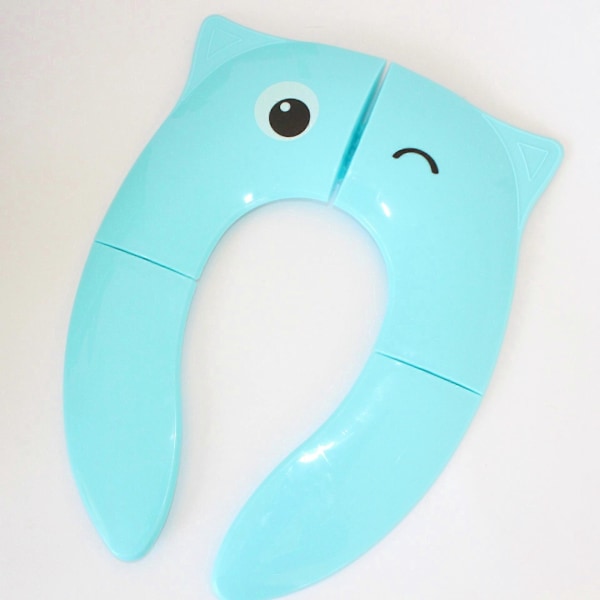 Blå Foldbar Rejse Toilet Reducer Børn Bærbart Toiletsæde til Baby Komfort PP Materiale med 4 Skridsikre Silikonepuder og 1 Bæretaske