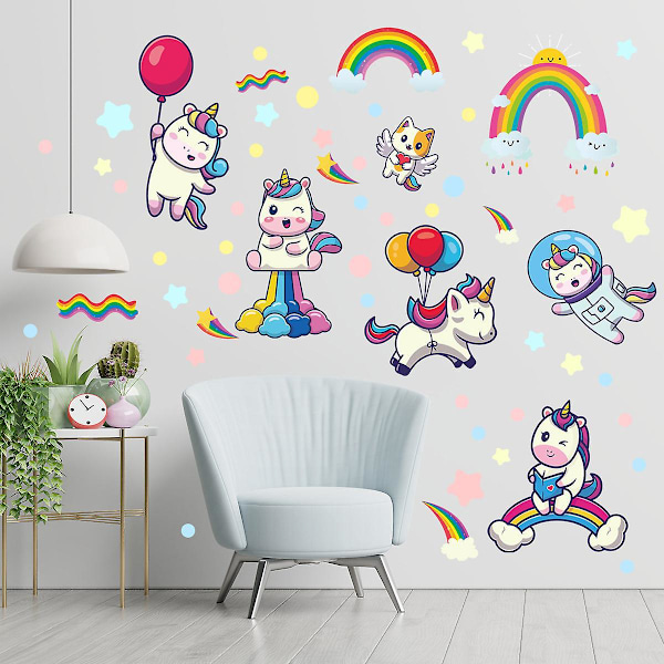 Ett set med regnbågsmoln ballonger sol väggdekaler, dekorativ väggdekor för sovrum badrum kök vardagsrum studio