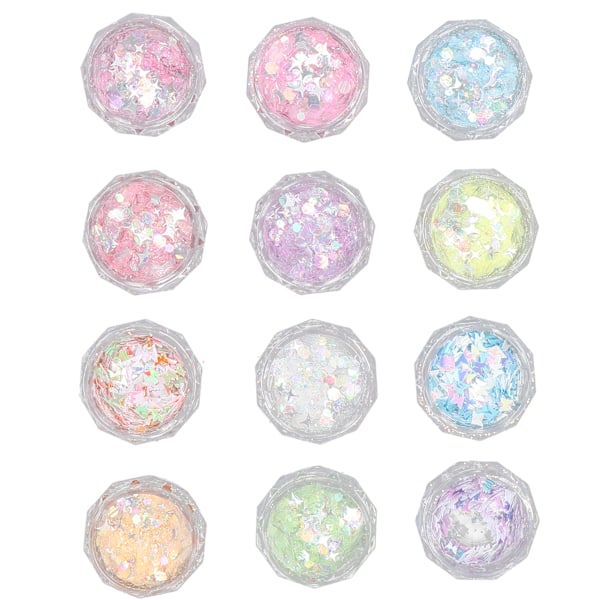 12 stk. Neglekunst pailletter DIY Neglekunst klistermærker Glitter pailletter manicure dekoration