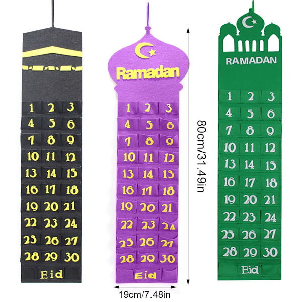 Eid Mubarak Huopa Adventtikalenteri Seinälle Ripustettava Numeroitu Countdown-kalenteri Kestävä Kodin Sisustus
