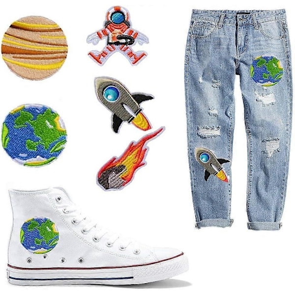 Strykmärken Barn, 21 Stycken Strykmärken Universum Sy-På Applikationer för DIY T-Shirt Jeans Kläder Väskor, Märke (Färgblandning-21ST)
