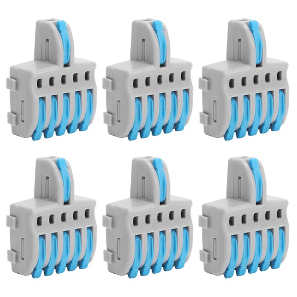 20 stk. SPL lynkobling 1 ind 5 ud PushType splitter kobber og PC-materiale ledningsterminal (blå)