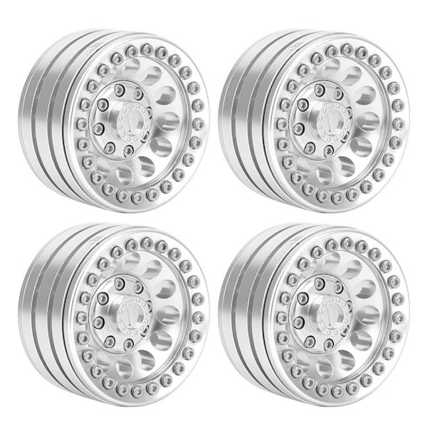 4 stk 1,9-tommers beadlock-hjulfelg i aluminiumslegering passer for SCX10 90046 TRX4 D90 1/10 RC CarSilver White