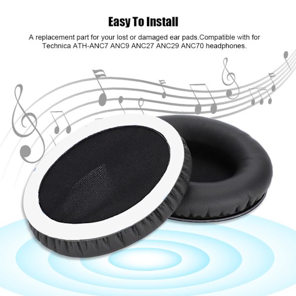 Ersättning öronkuddar mjuka svamp headset-skydd för Technica ATH-ANC7 ANC9 ANC27 ANC29 ANC70