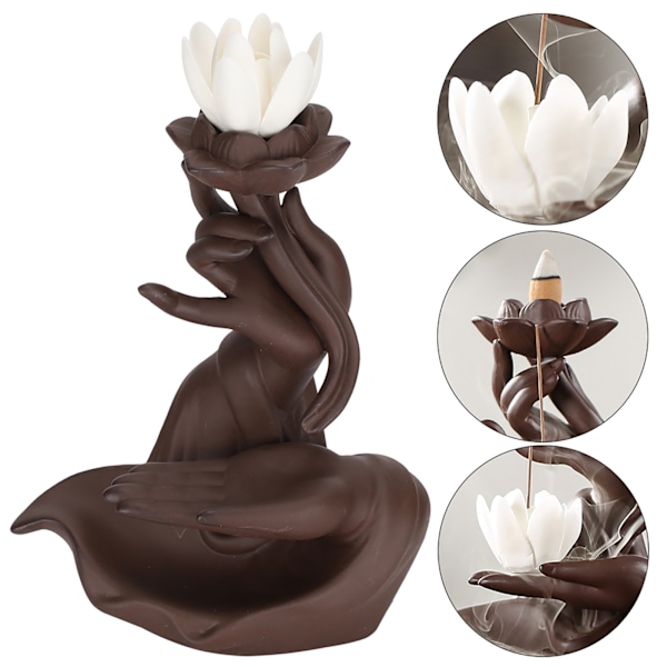 Bergamot Lotus Heart Rökelsebrännare Innovativ Backflow Hem Användning Keramisk Dekoration