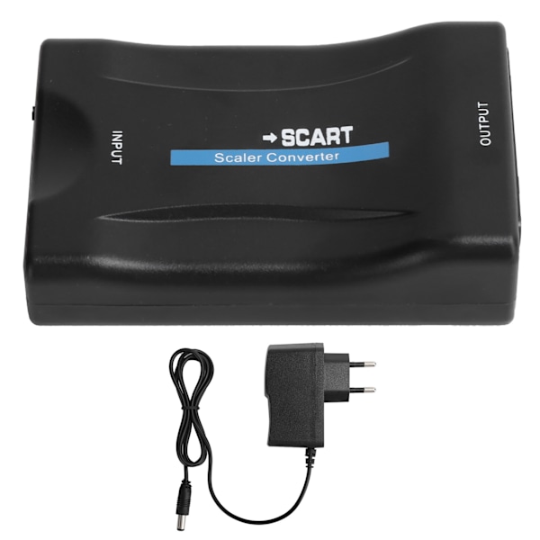 Högdefinitions-multimedia-gränssnitt till SCART-omvandlare Mobil MHL-signal EU-kontakt 100-240V Svart