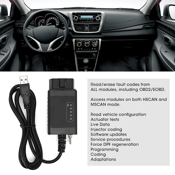 USB-muokattu OBD2-diagnostiikkaskanneri sopii Ford MS CAN HS CAN / Mazda for Forscan