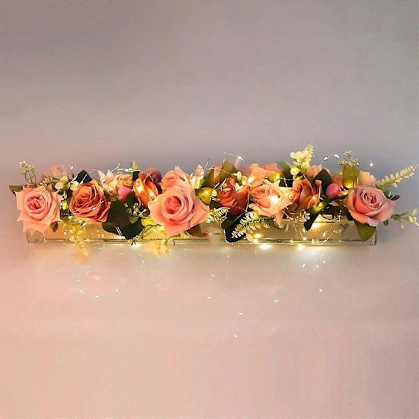 Rektangulær Akryl Blomstervase til Spisebord - Klar Blomsterdekoration Uden Lys L