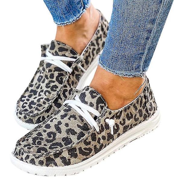 Leopard Print Kvinders Slip-On Flade Bådsko