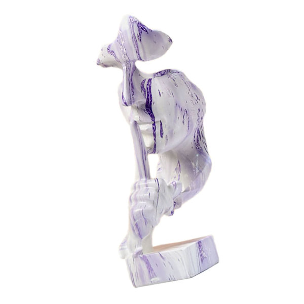 Tenkerstatue Vivid Shape Kompakt Syntetisk Harpiks Attraktiv Dekorativ Stillhet Er Gylden Figur for Hjem Hvit Lilla