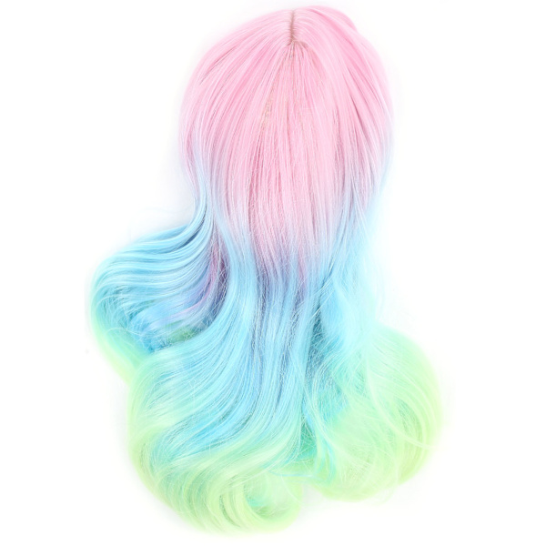 Dame Gradient Lang krøllete parykk Fargerik Stilig Cosplay Party Halloween Syntetiske parykker