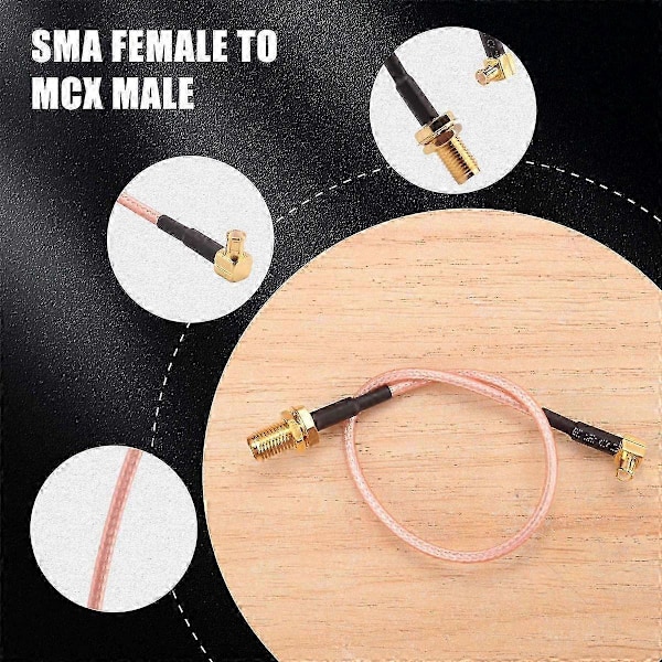 MCX Hann til SMA Hunn RG316 Lavt Tap Pigtail Adapterkabel 21cm/8.3in