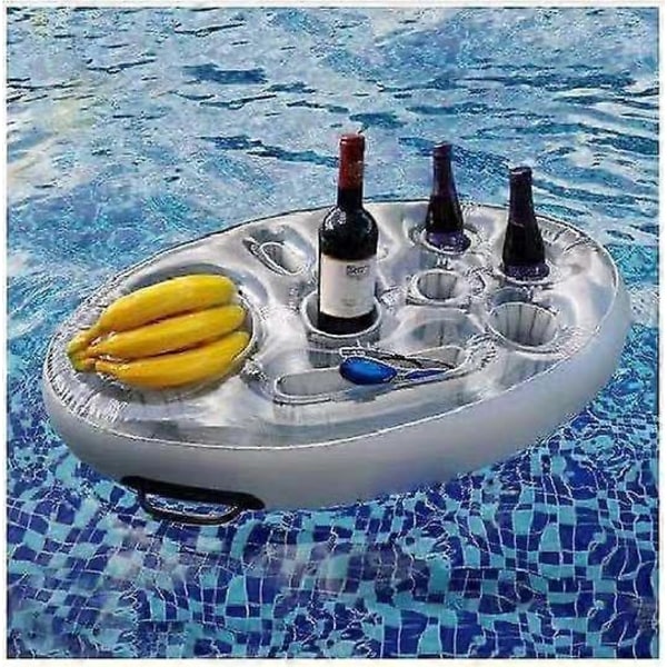 Oppustelig Drikkeholder til Badelegetøj, Oppustelig Poolbakke med 8 Huller Stor Kapacitet Drikkeholder til Swimmingpools og Spabade (Klar Farve)