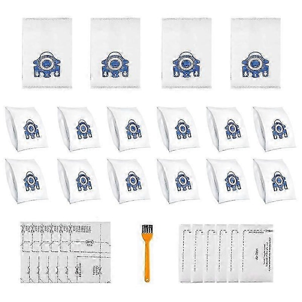16-pack dammsugarpåsar kompatibla med AirClean dammsugare, GN Classic C1 Complete C1, C2, C3, S400I S600 S2 S5